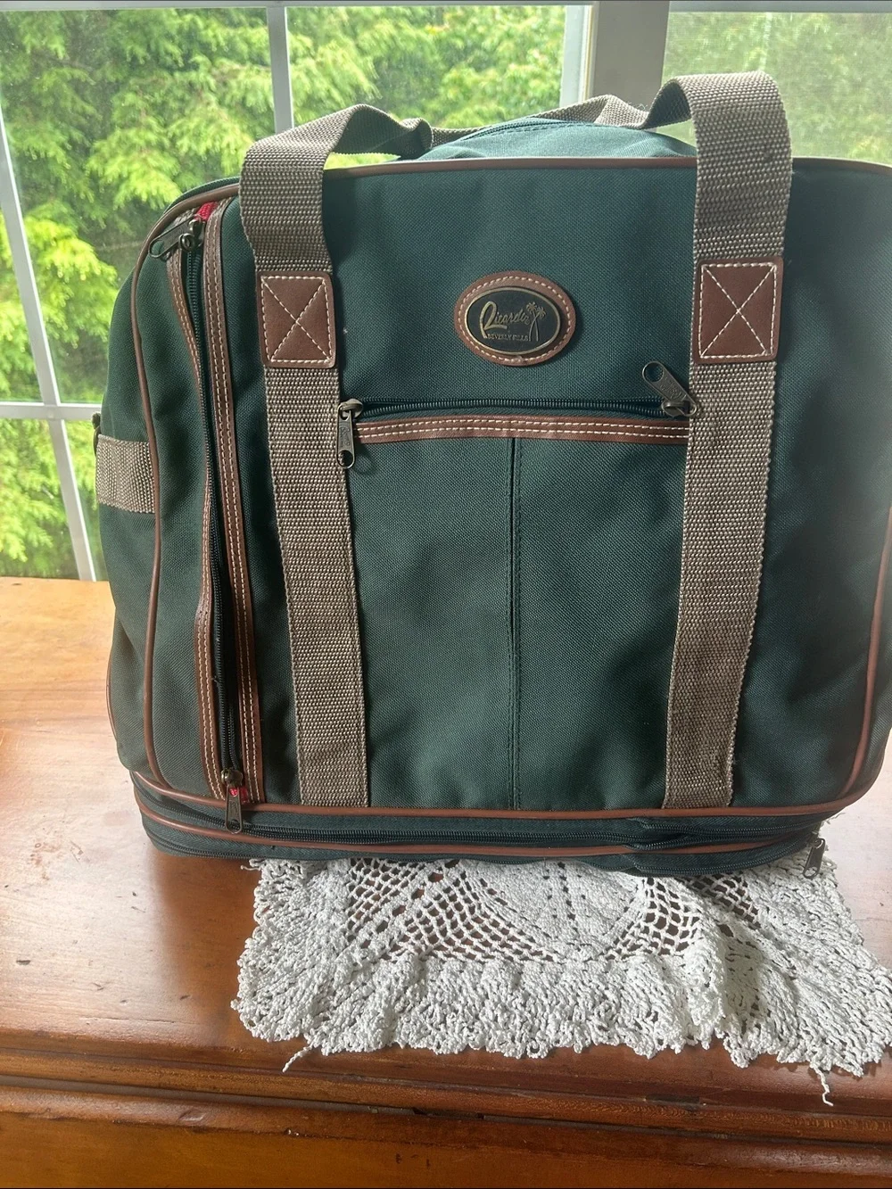 Green Canvas Duffel Bag with Brown Trim by Canvas & Co.